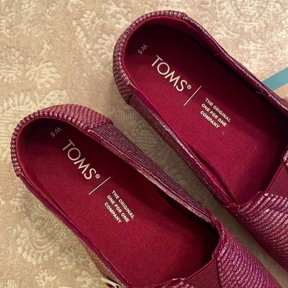 Brand New Toms Cabernet Glitter Rib Knit Slip On Shoes Casual Sparkly Canvas - Picture 5 of 16